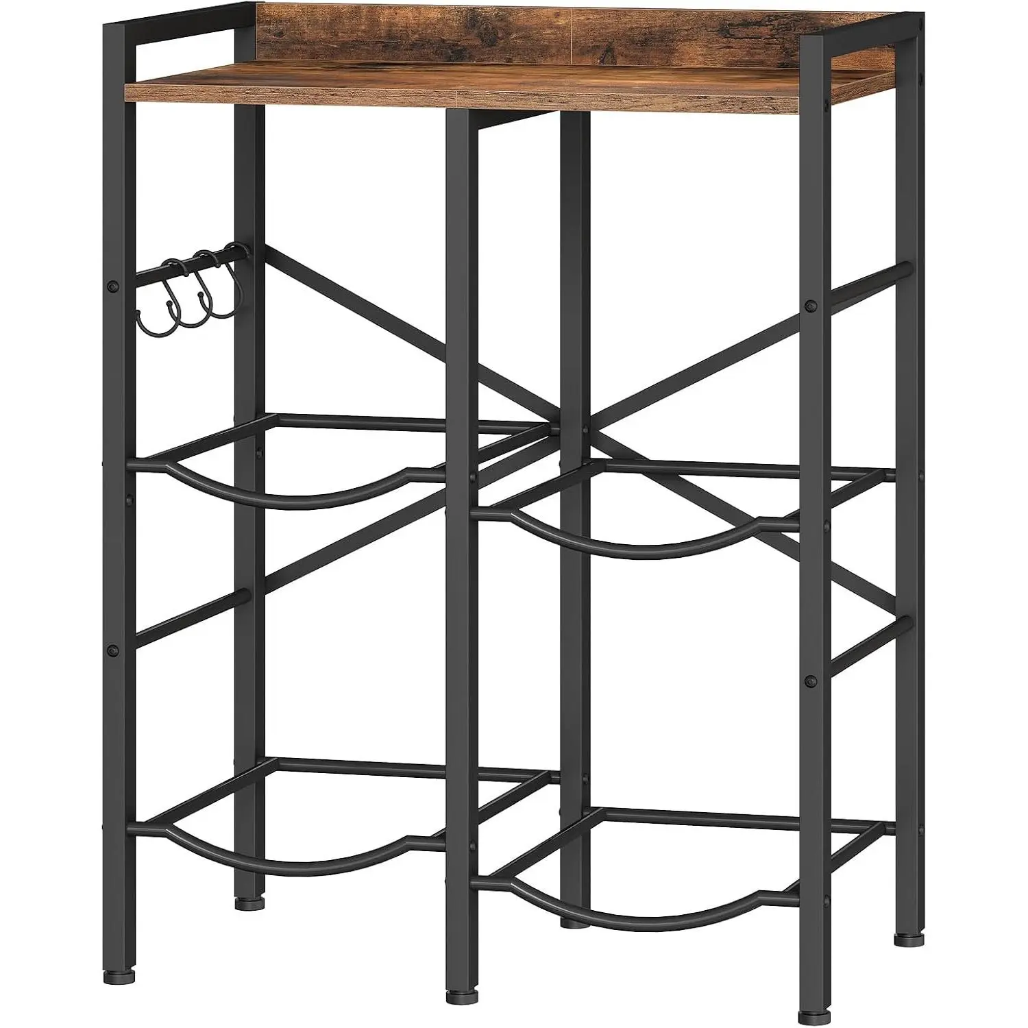 5 Gallon Water Jug Holder 4 Bottles, Water Jug Rack, 2 Tier Water Bottle Holder with X-Shape Reinforcement, for Kitchen, Living Room, Office, Rustic Brown and Black BF04ST01