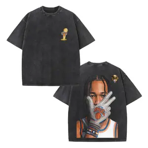 Retro Jalen Brunson "Burner On The Wrist" Knicks Dual-Sided Championship Trophy Portrait Edition Vintage Washed Black T-Shirt, Unisex Oversized Heavyweight Cotton Streetwear Top, Ideal Gift for Knicks & Basketball Fans