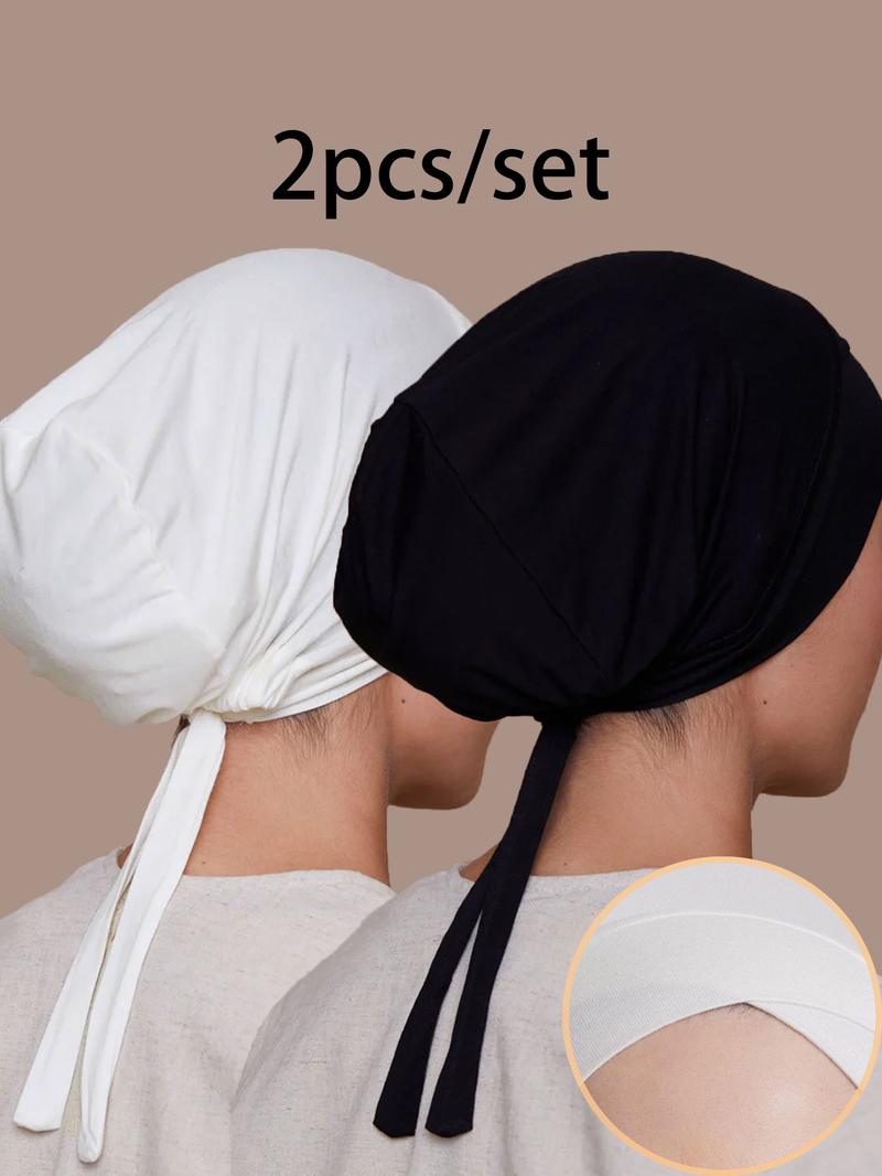Women's Fashion Turban Hat Set, Adjustable Elastic Hijab Cap, Breathable Material, Suitable for All Seasons