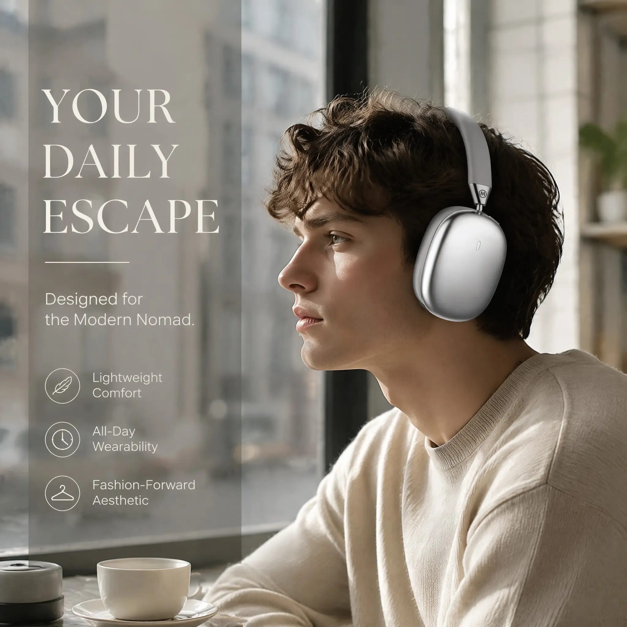 New wireless foldable Bluetooth headphones with low latency-sleek mecha‑style over‑ear sports headphones.