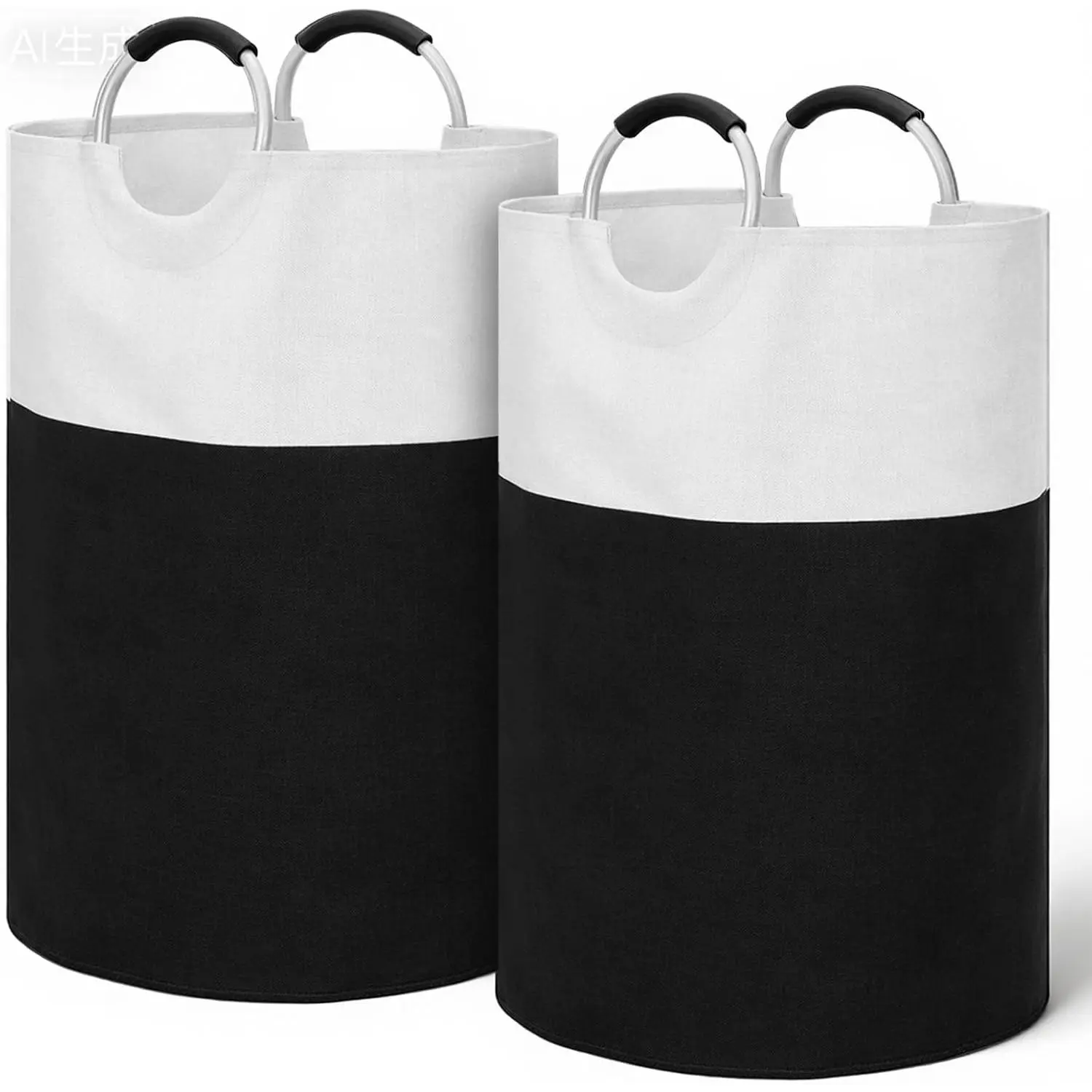 2 Pack 115L Laundry Basket, Large Laundry Hamper with Aluminum Handles, Waterproof Dirty Clothes Hamper for Laundry, Foldable Laundry Baskets for Laundry Room Dorm Bathroom Family (Black)