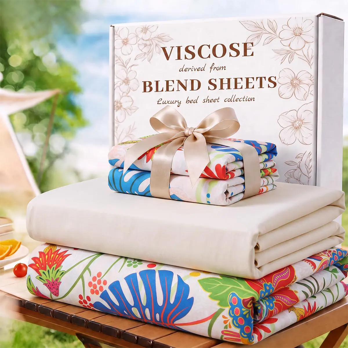 OS OMYSTYLE Deep Pocket Floral Sheets Set - Breathable & Skin-Friendly, Super Soft, Wrinkle Free - Perfect Gift For Cooling Sleep - T/F/Q/K