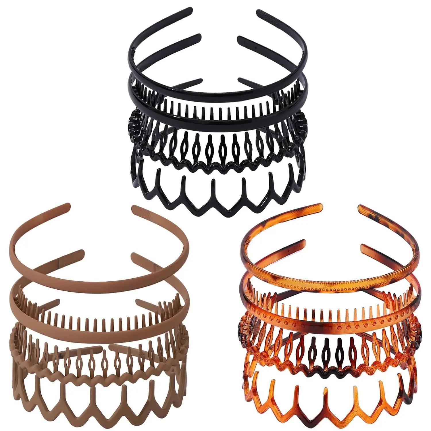 12 count Plastic Headbands with  for Women Men Non Slip