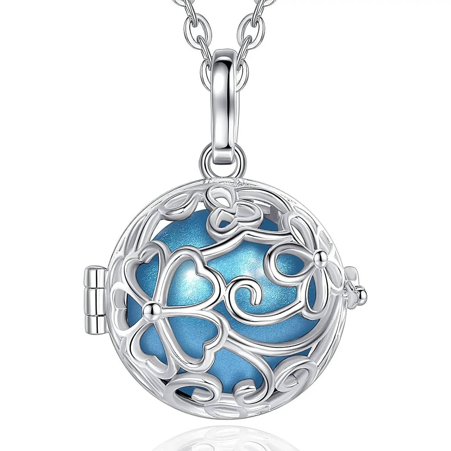 Harmony Ball Necklace Flower Angel Chime Caller, Balls 18MM Llamador De Angeles Bola Necklace  Gifts - 30 & 45 Chains