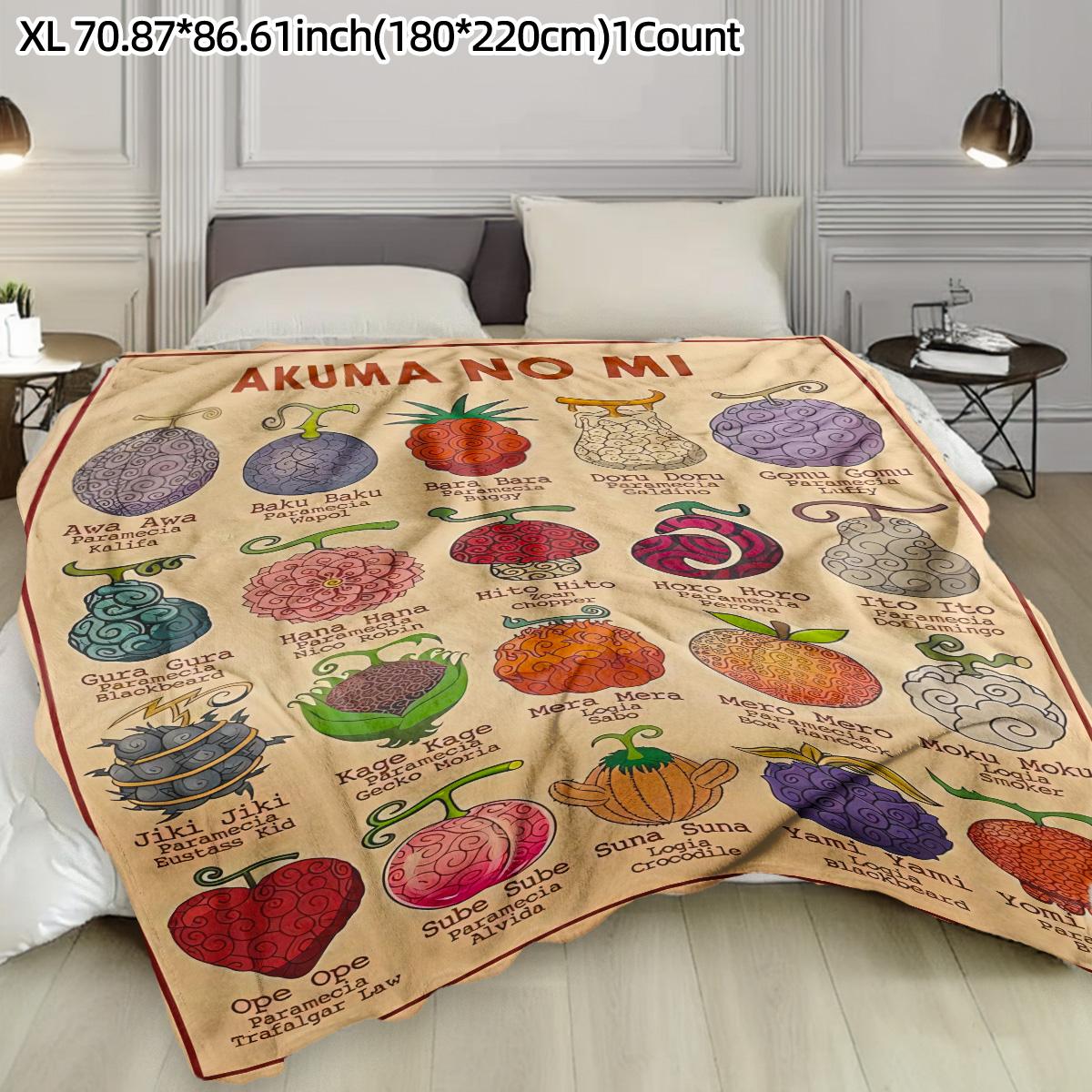 One Piece Demon Fruit Theme Flannel Blanket, Soft Warm Anime Style, Home Decor, Ideal for Fans, Daily Use, Gift Idea
