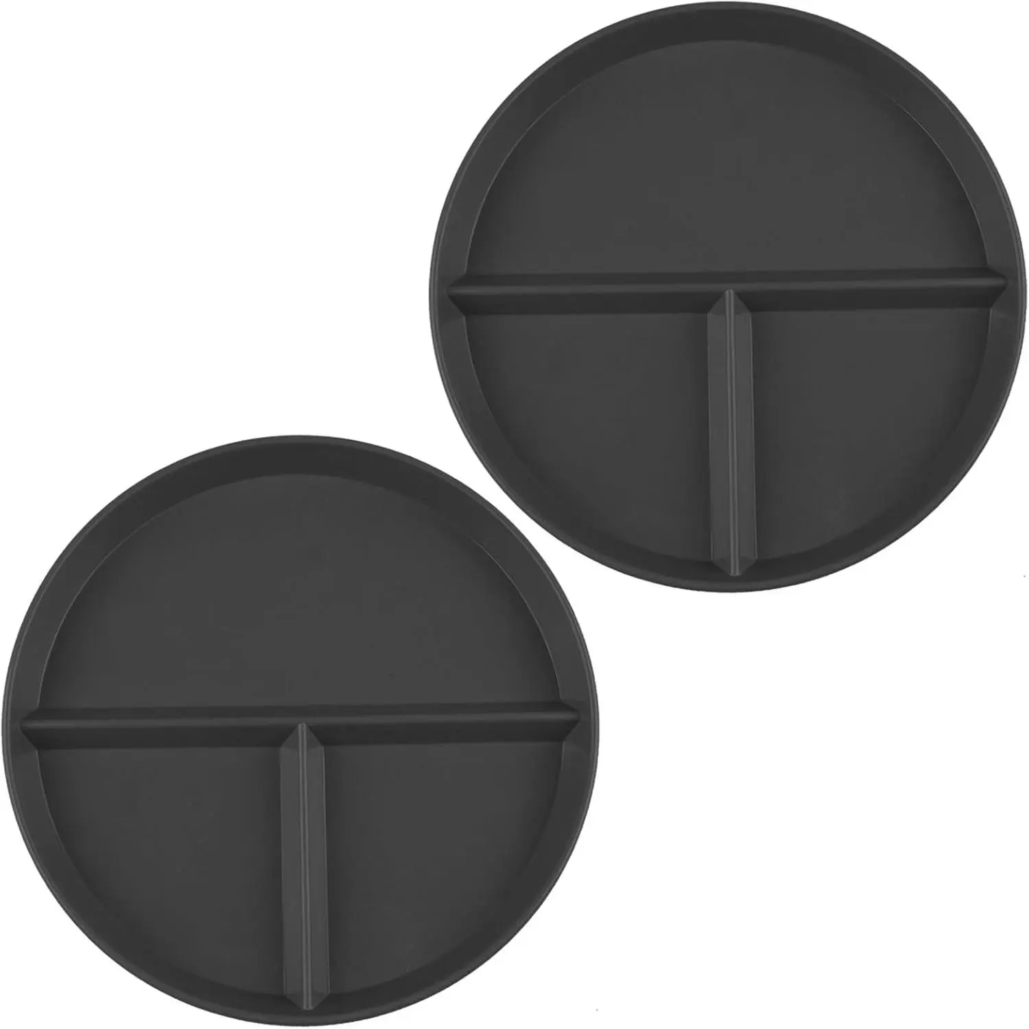 Portion Control Plate 2 Pack 9" Unbreakable Divided Plates | 3 Compartment Dinner Plates,  Plate  for Adults, Color Black