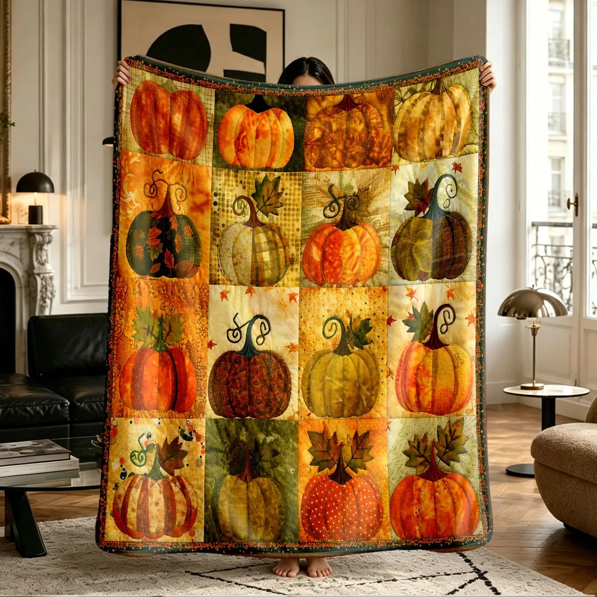 Multi-Design Pumpkin Patch Flannel Blanket, Halloween & Fall Festival, Warm & Comfortable, Ideal Gift for Home Decor