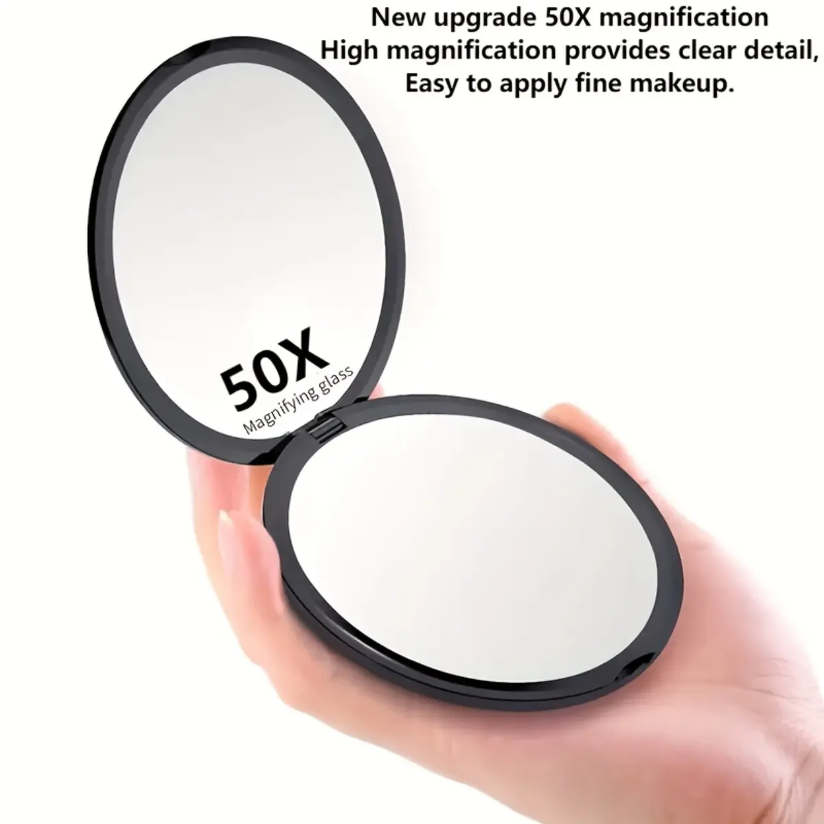 4-Piece Industrial Grade 50X Dual Sided Pocket Mirror Kit, High-Strength Ultra-Thin Travel Compact Mirror, Ergonomic Folding Handheld Round Mirror for Detailed Skincare Defense, Ultimate Grooming & Makeup Upgrade Gear Pack, Foldable Vanity Mirror