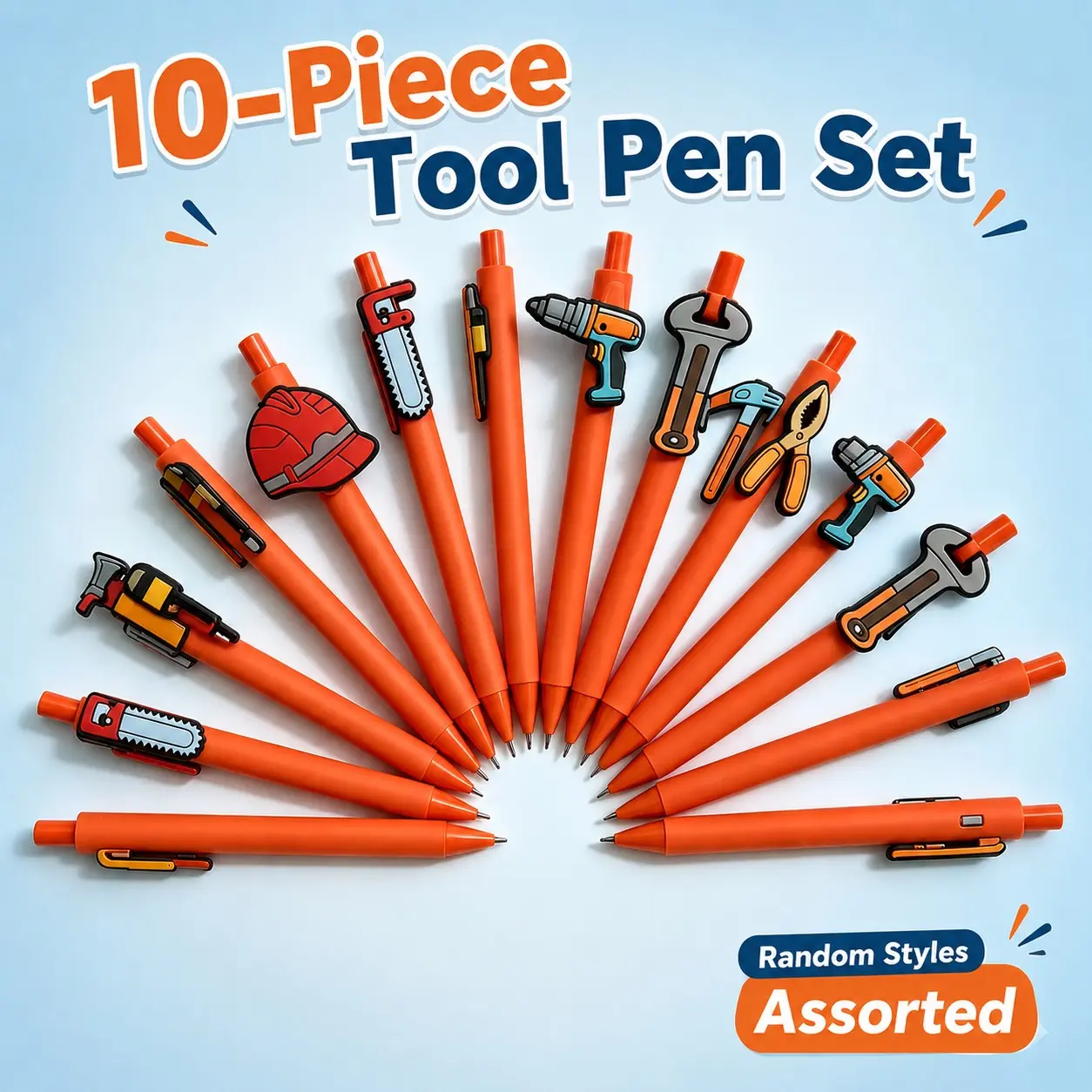 10pcs Random Creative Tool Series Retractable Ballpoint Pens, Smooth Black Ink, Ergonomic Grip, Perfect for Engineers & Tool Lovers, School & Office Stationery