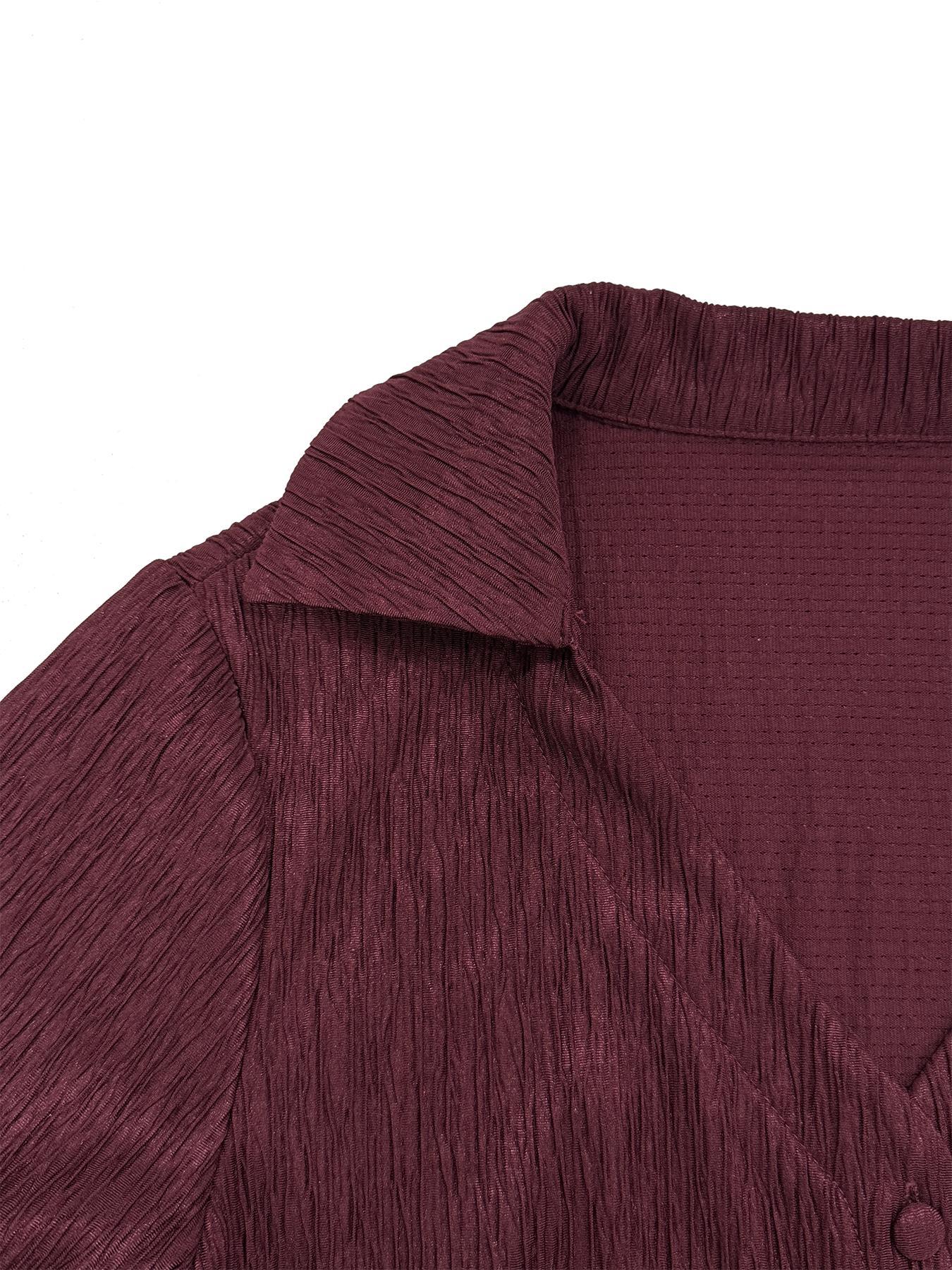 Women's Solid Color Fitted Flared Bell Sleeve Blouses & Shirts, Casual Elegant Long Sleeve Top for Daily Wear, Ladies Clothes for All Seasons