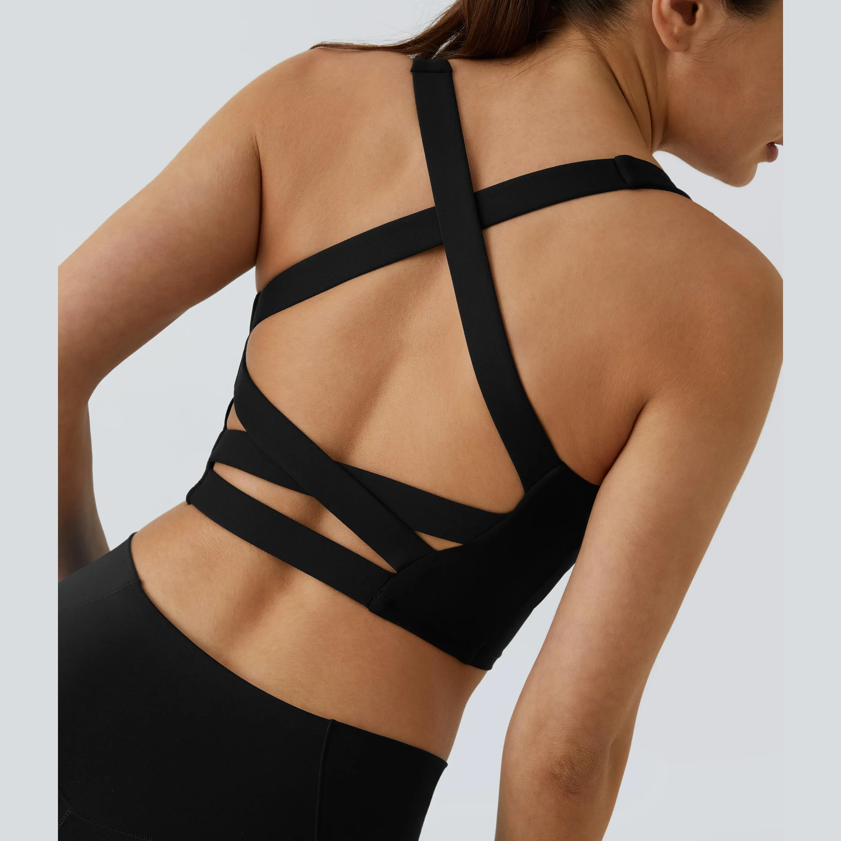 Halara SoftlyZero™ Airy Square Neck Backless Crisscross Cropped Cool Touch Yoga Tank Top-UPF50+