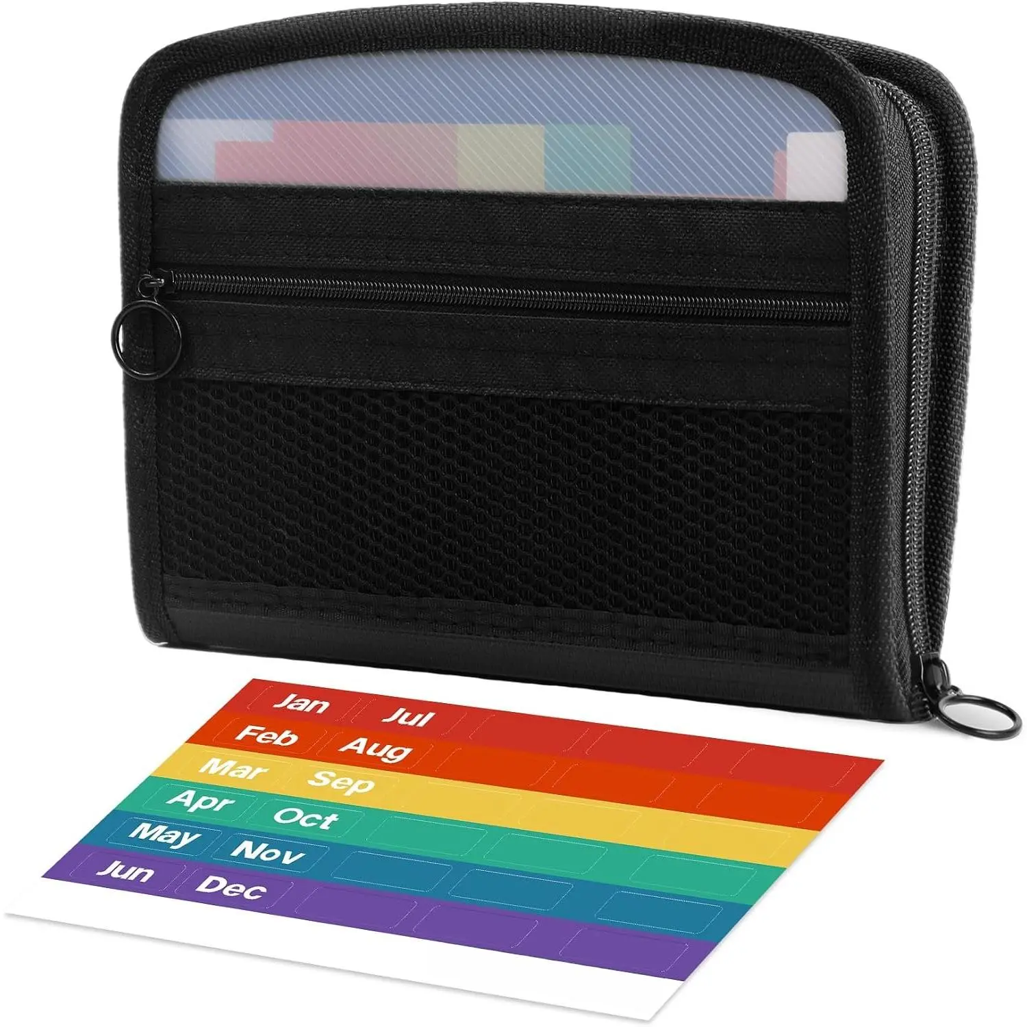 13 Pockets Receipt  Organizer,8x6 Inches,Small Accordion File Organizer with Labels Receipt Cards,Zipper Closure,Receipt Cards, Bill Business,  Storage