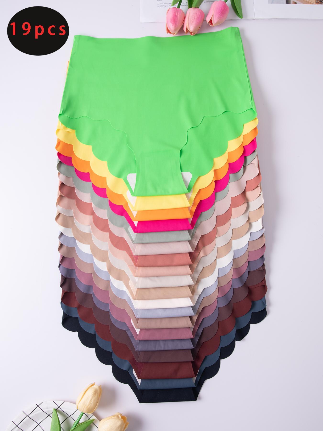 Women's Plain Scallop Trim Seamless Knicker, Soft Comfy Breathable High Waist Casual Panty for Daily Wear, Underwear for All Seasons