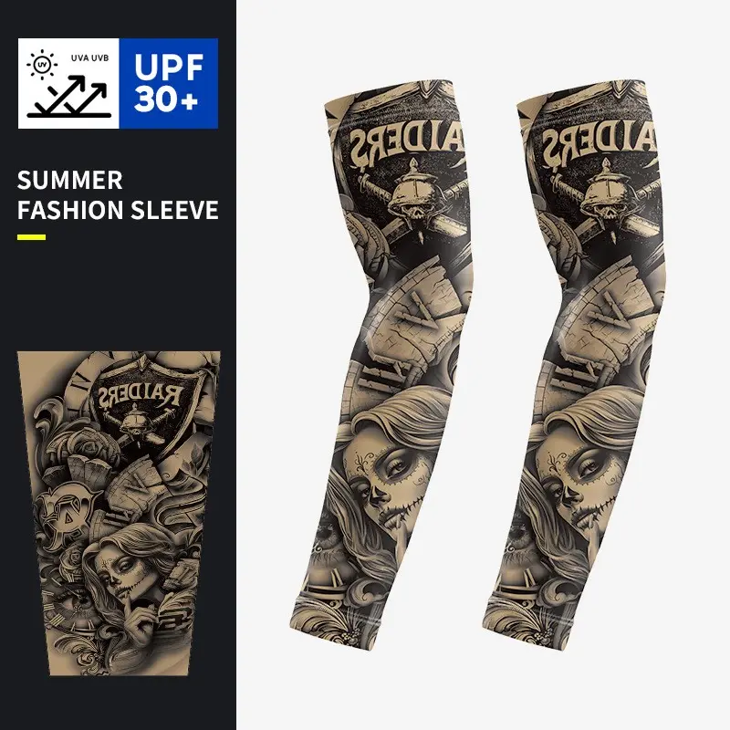 Sun Protection Ice Sleeves for Men and Women, Thin Summer Tattoo Sleeve Guards, UV Blocking Arm Covers for Driving and Outdoor Activities