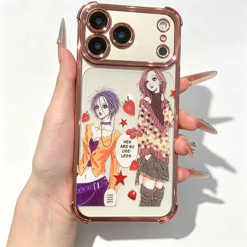 Naaaaana K0matsu Phone Case,Vintage Y2K Japanese Manga Cover for iPhone 11 12 13 14 15 16 17 for Samsung Series,Shockproof Four Corner Anti-Fall Aesthetic durable Phone Case,Transparent Electroplated TPU Smartphone Case
