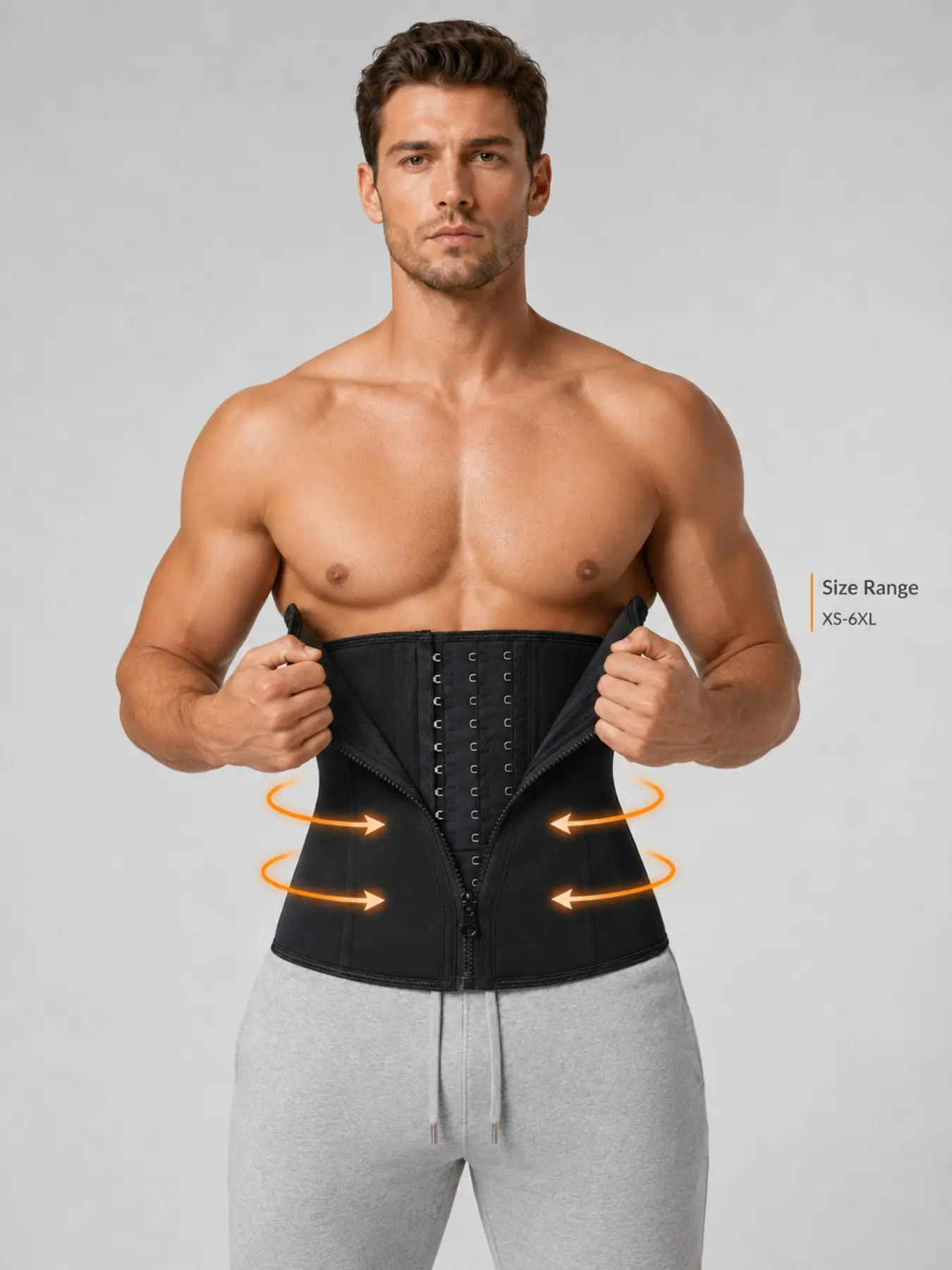 Men's Waist Sash Compression Belt, High Elasticity, Zipper Button Design, Ideal for Fitness Training, Daily Wear, All Seasons
