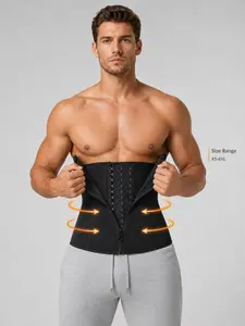 Men's Waist Sash Compression Belt, High Elasticity, Zipper Button Design, Ideal for Fitness Training, Daily Wear, All Seasons