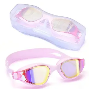 Adult Wide-View Swimming Goggles with Rainbow Lenses, Anti-Fog, Leakproof, Waterproof Eyewear for Water Sports