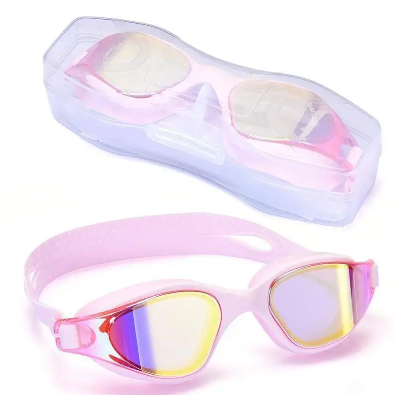 Colorful Mirrored Swimming Goggles for Men and Women, Non-Prescription Protective Eyewear for Training, Goggles For Swimming, Water Sports, Leakproof, Unisex Adult