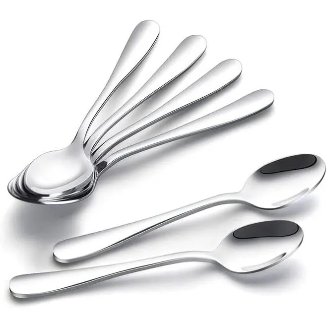 Sturdy Heavy Duty Demitasse Espresso Spoons, 4.7 in Stainless Steel Cutlery Tableware - Coffee Spoons-6, Mini Dessert Spoons, Brilliant Mirror Finish, Dishwasher Safe, Small Spoon