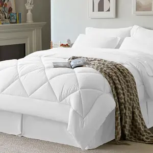 Queen Comforter Set White - Bed in a Bag Queen Size 8 Pieces, All Season Bed Set, Fluffy Comforter Set with Sheets, Sheet Set Quilt Blanket, Pillowcases & Shams & Bed Skirt