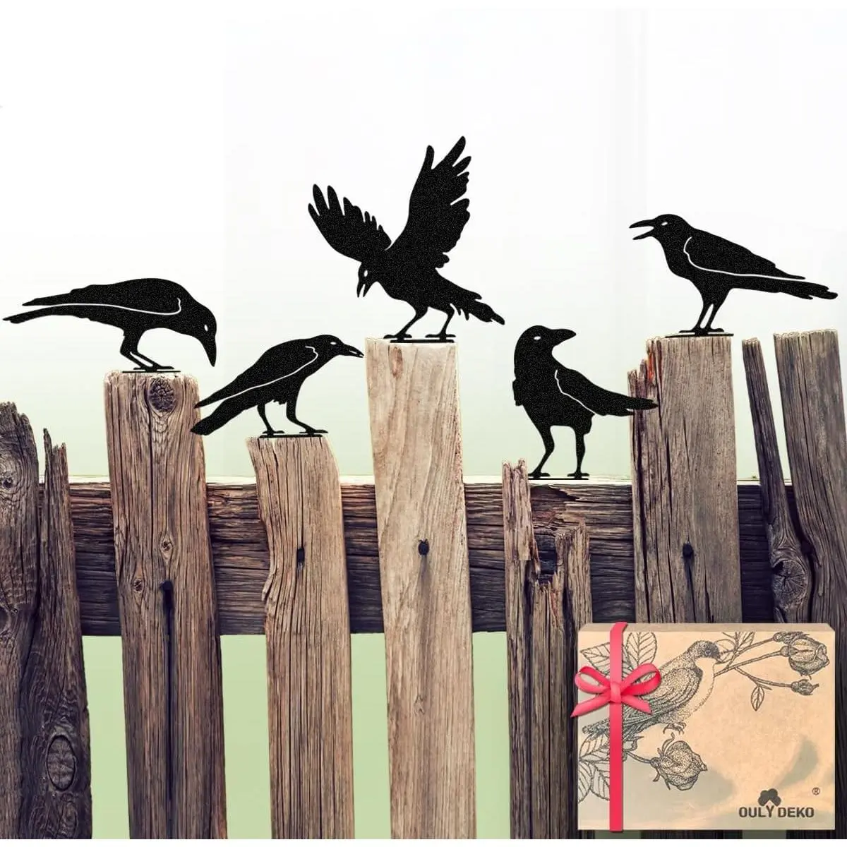 Raven Decor,Metal Birds Black Bird Crow Statue,Raven Statue Fence Topper Fake Crow,Crow Decor Garden Ornament Fence Topper Gothic Home,Crow Decor,Witchy Garden Decor,Halloween DecorationsGift