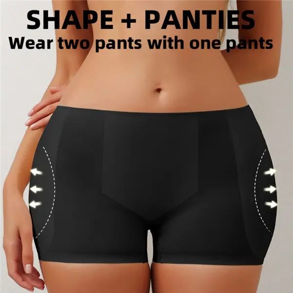Women Padded Butt Lifter Boyshort Underwear, Removable Thick Hip Enhancer Padding Shapewear Panties, Buttock Shaping Booty Lift Safety Shorts for Flat Butt, Invisible Under Dresses