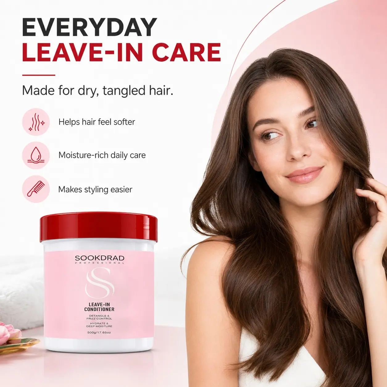 Leave-In Conditioner, Detangle, Frizz Control, Hydrate, Hydrating, Deep Moisture, Suitable For All Hair Types, 500g