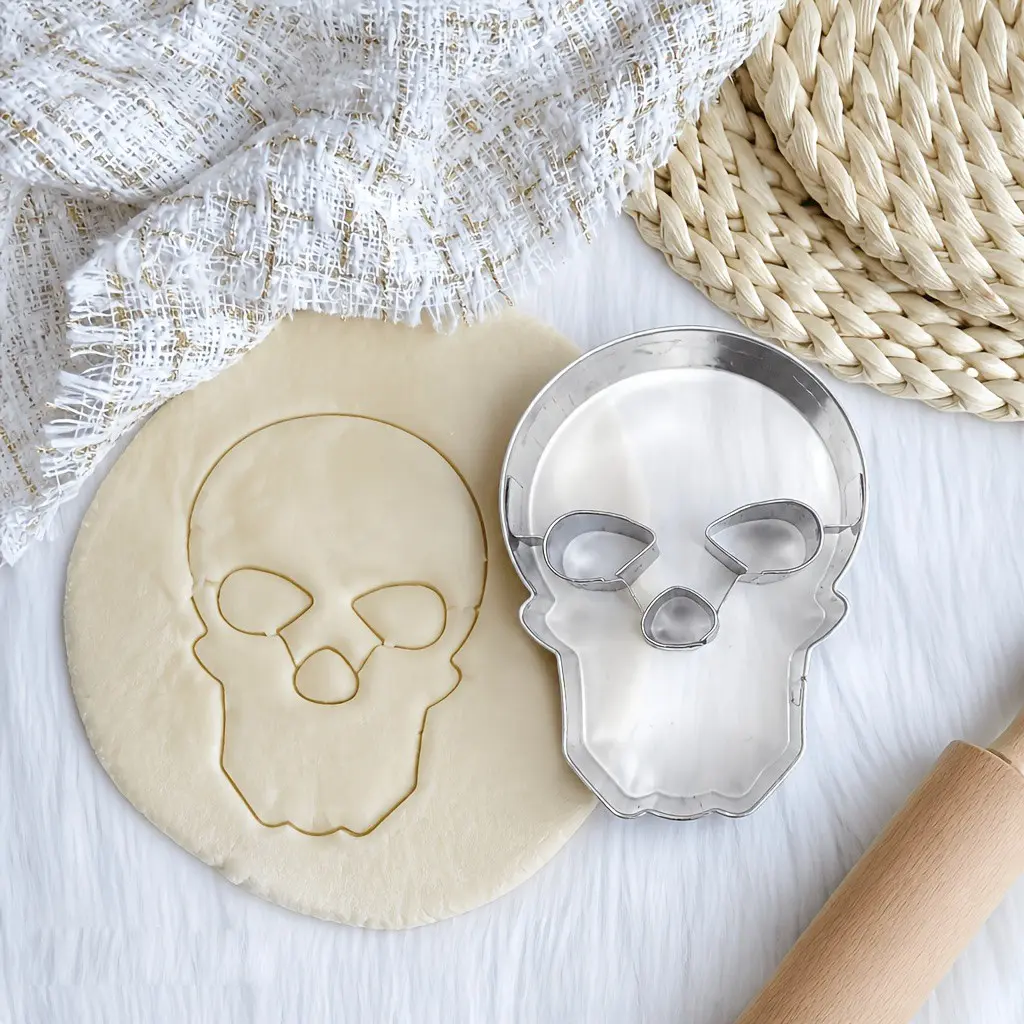 Halloween Cookie Mold, Stainless Steel Cookie Cutter, Skull Head Cookie Mold, Perfect for Halloween Baking, Durable and Easy to Use