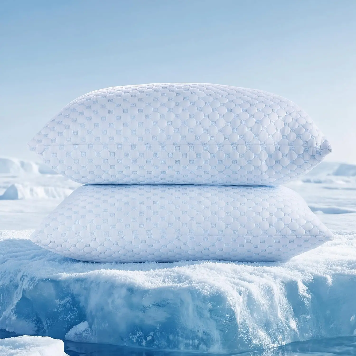 Cooling Pillow for Sleeping, Shredded Memory Foam Pillows Queen Size Set of 2, Double Sided Cooling Bed Pillows for Hot Sleepers, Side Back and Stomach Sleepers
