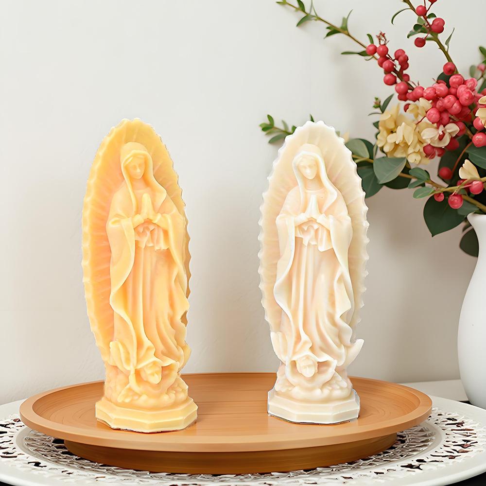 Madonna Goddess Statue Scented Candle Silicone Mold DIY Praying Woman Resin Plaster Diffuser Stone Ornament Mold