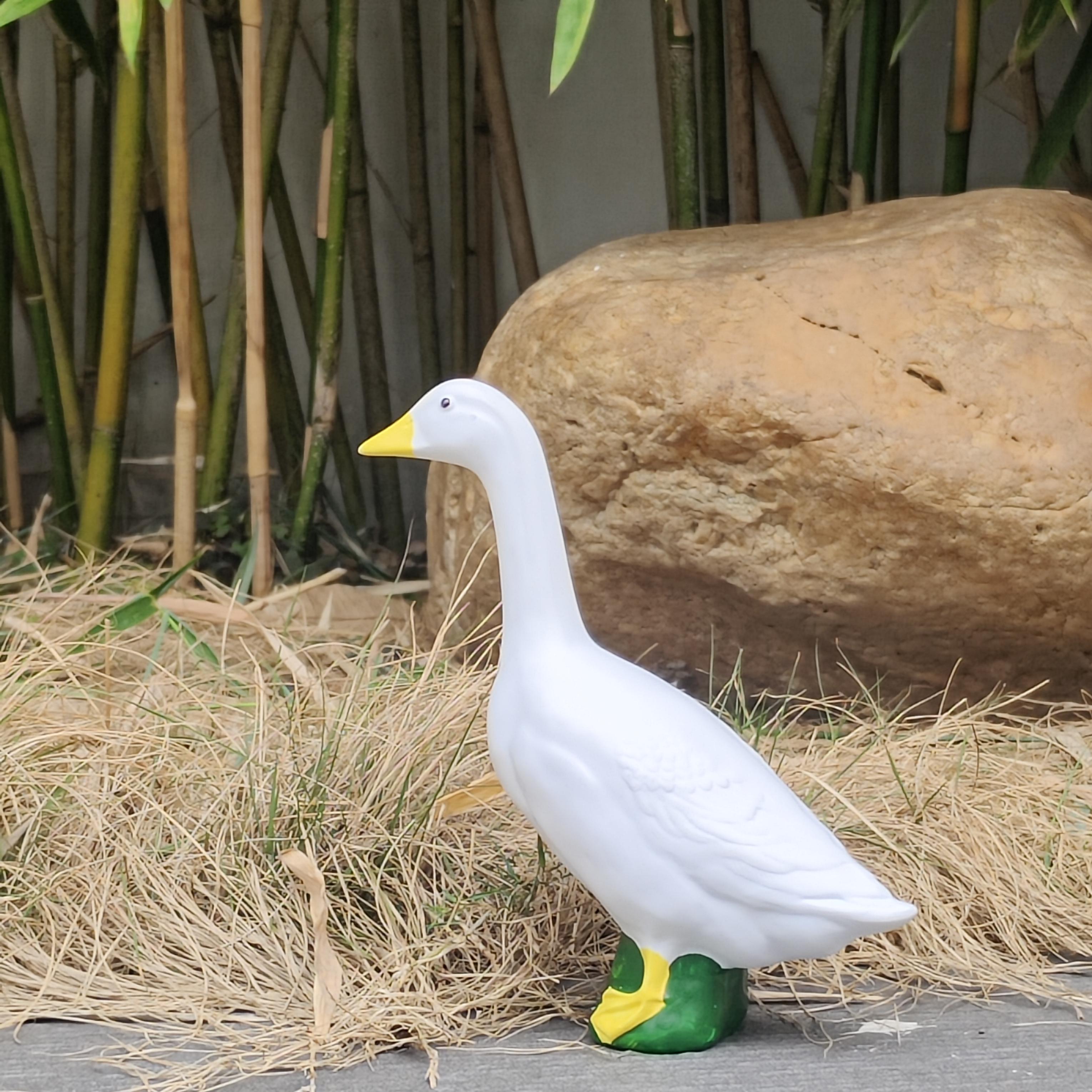 Realistic Resin White Goose Statue| Weatherproof Garden & Pond Figurine| Aesthetic Cottagecore Outdoor Decor| Cute "Silly Goose" Desktop Buddy for Home & Office Decoration Avifauna