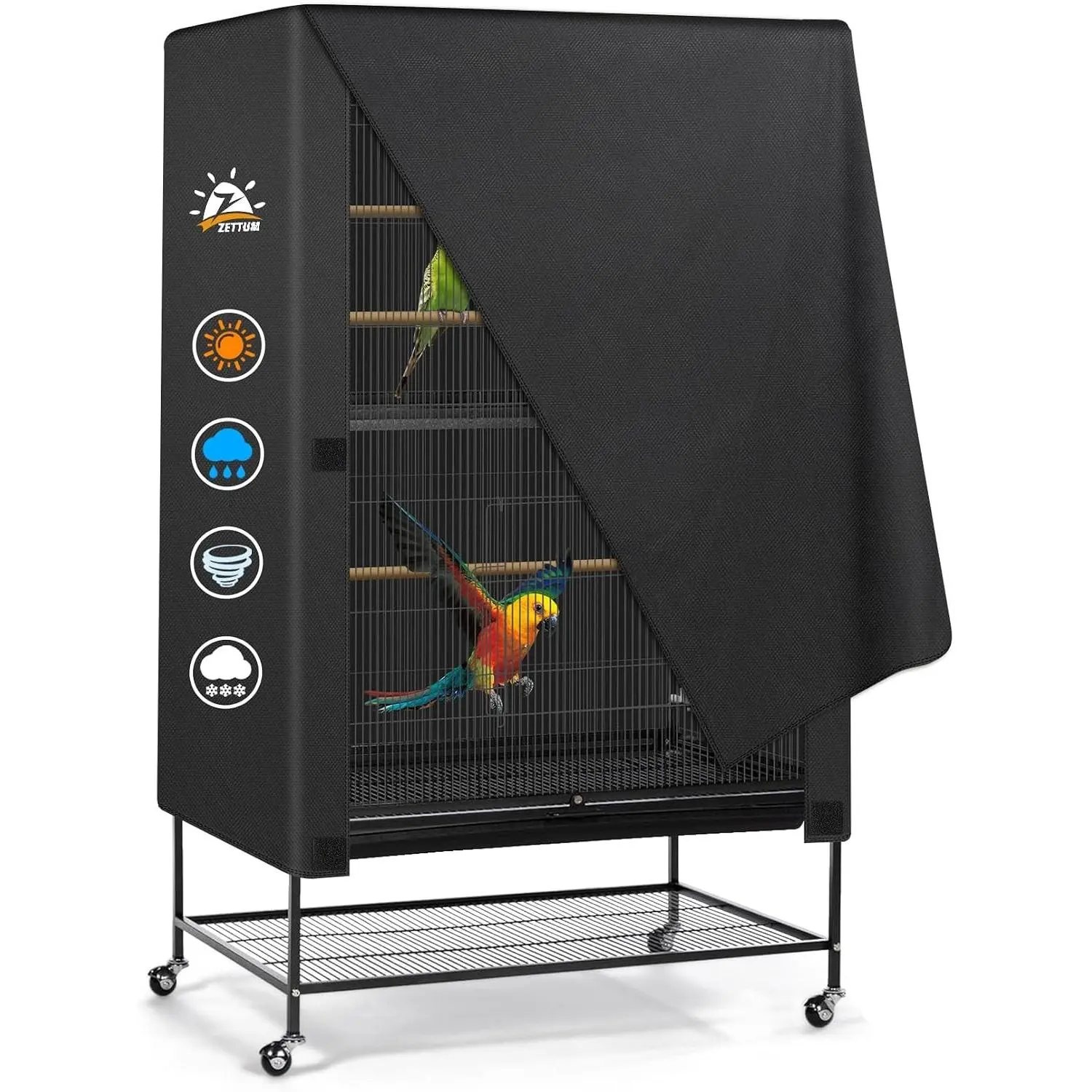 600D Bird Cage Cover for Night, Heavy Duty Waterproof Fade-Resistant Pet Bird Cage Accessory for Parakeet Parrot Cockatiel Finches, 26 x 19 x 40 Inch