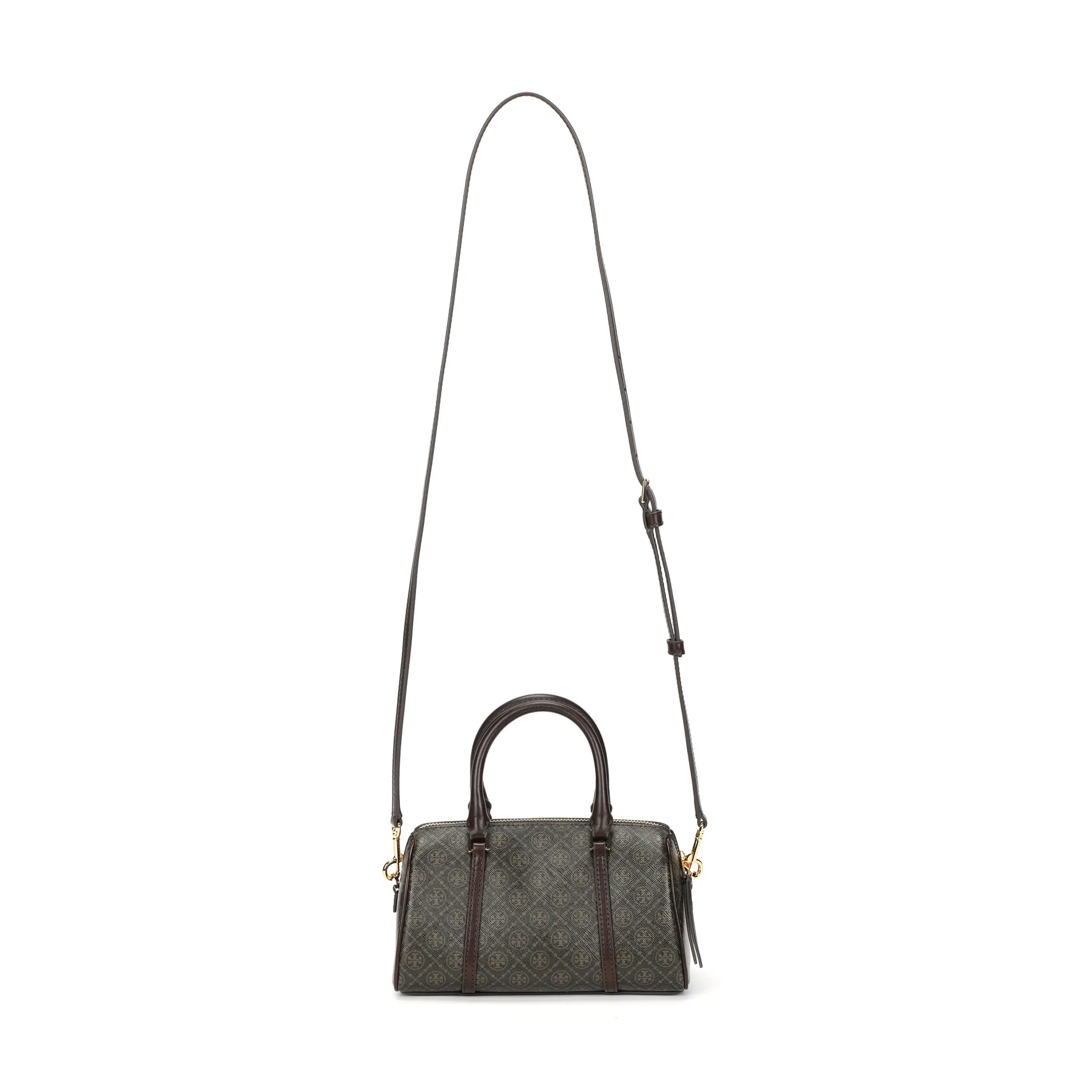 Tory Burch T Monogram Mini Crossbody Handbag for Women – Synthetic Leather, Adjustable and Detachable, Black and Coffee