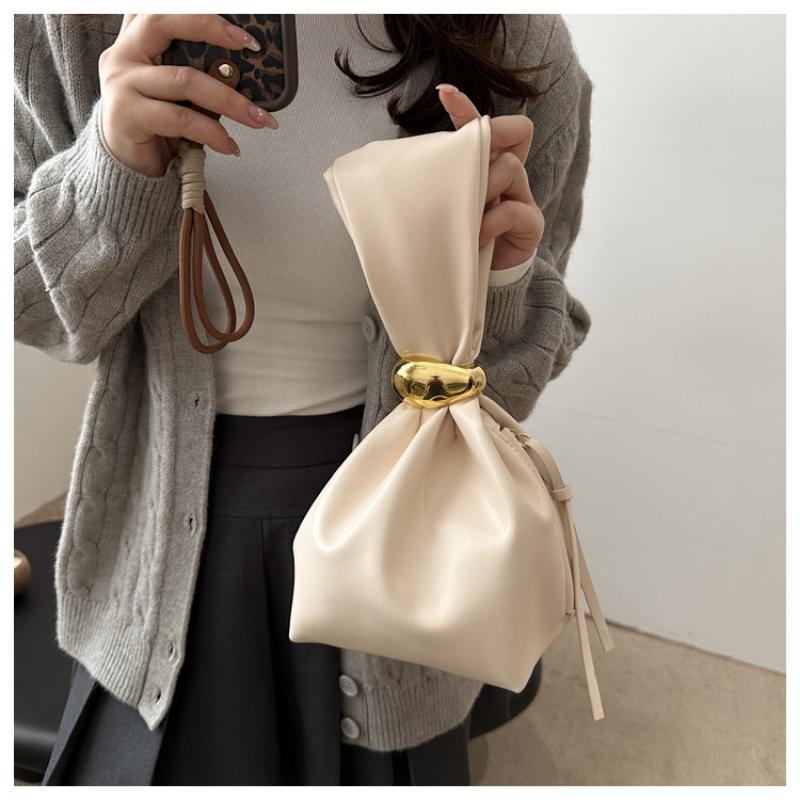 Retro Pleated Simple Niche Design Western Style Small Bag Women's Aesthetic Bucket