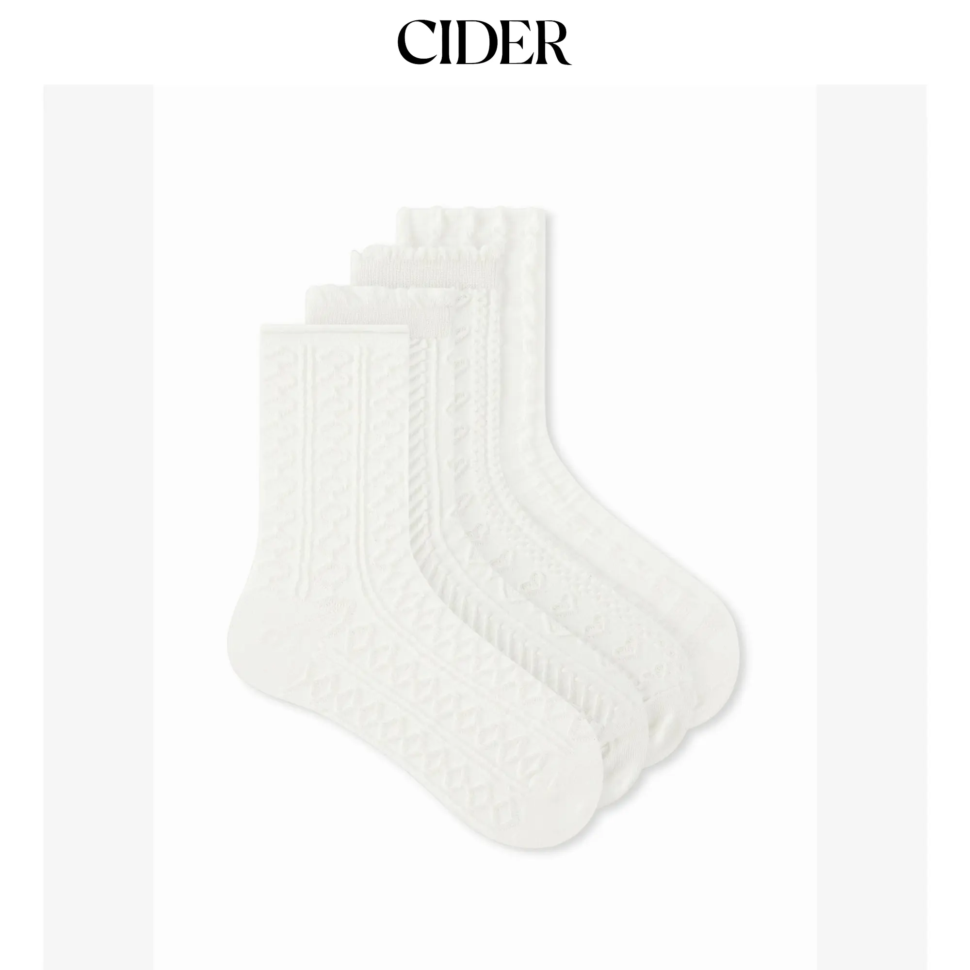 Cider 4 PAIRS CRIMPED TRIM CREW SOCKS SET