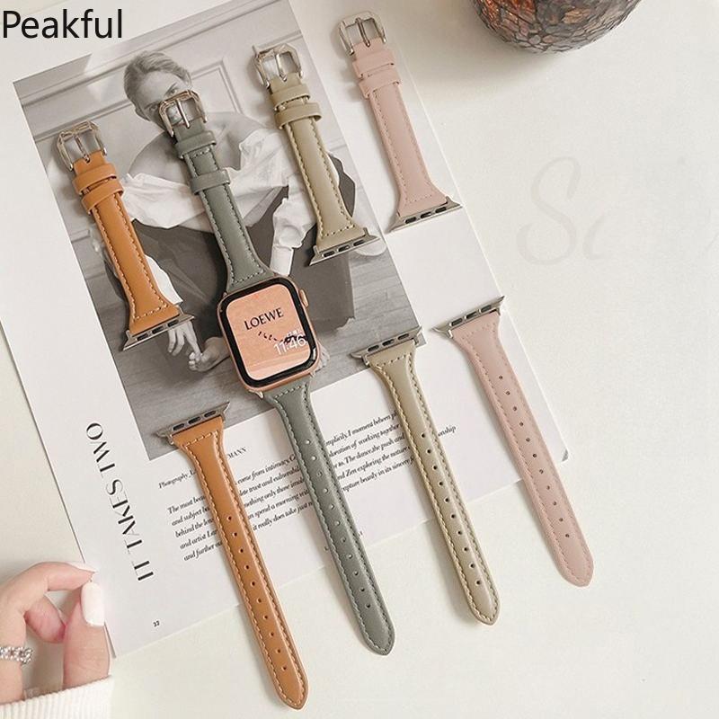 Applicable to apple watch smart watch s98se/ultra small waist women's leather apple strap cross-border