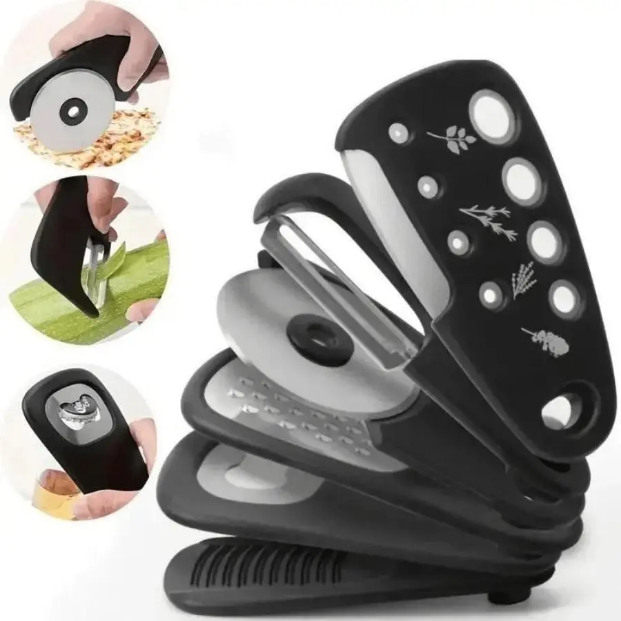 6-piece set of multifunctional kitchen tools, multifunctional peeler.A box of peeling/pizza/grinding/shredding is fully equipped, can be hung for storage, and has a stainless steel cutter head.Suitable for a variety of scenarios.