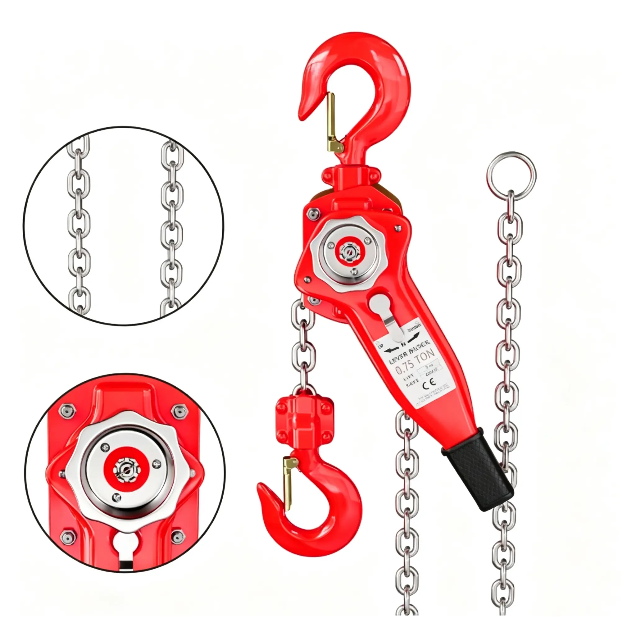 3/4 Ton (1,650 Lbs) Manual Chain Hoist – 10FT Heavy-Duty Lever Block, 360° Swivel Hand Chain, Weston Dual Pawl Brake, Overload Protection, Ergonomic Design for Lifting & Pulling