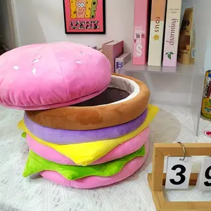 1 Hamburger-Shaped Storage Basket with Lid – Soft Fabric Oval Storage Bin for Home Decor, Rooms, Snacks, Toys, and Shoes – Multipurpose Decorative Furnishing