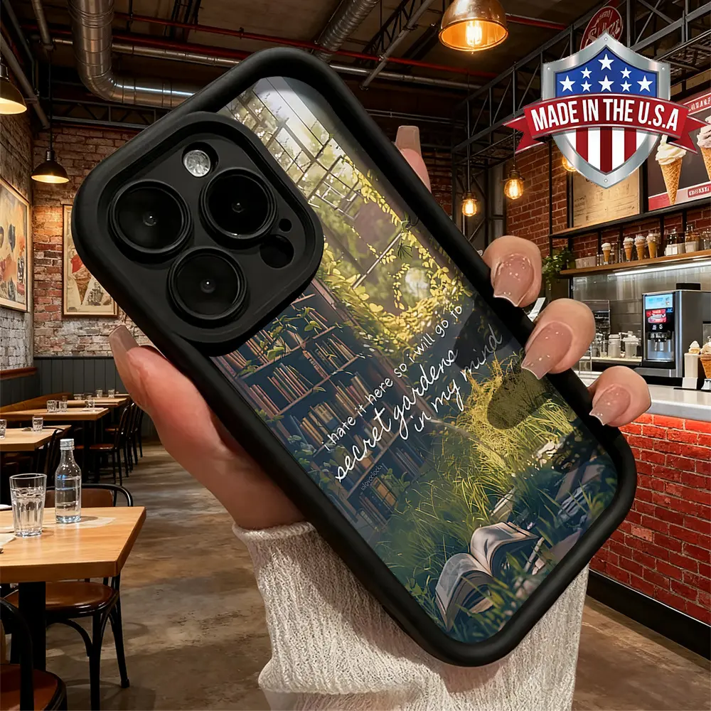 Vintage Dark Academia Secret Garden Bookshelf Quote Aesthetic Phone Case for iPhone 17 16 15 14 Pro Max 13 12 11 XR XS Plus Air Slim Shockproof Anti Scratch Protective TPU Cover Book Lover Birthday Christmas Gift