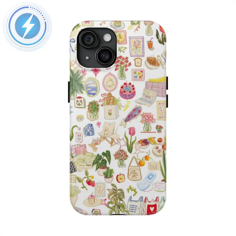 MagSafe Phone Case Colorful Doodle Art Phone Case |   Whimsical Sketch Art Phone Cover for iPhone 16 Pro Max, |   Hand-Drawn Style, Cute Aesthetic Colorful Hand-Drawn Style  for iPhone 13