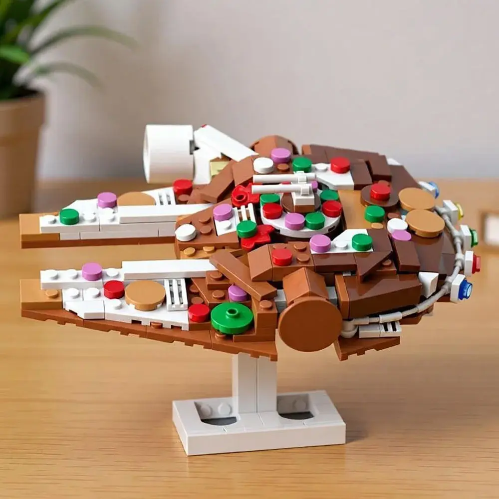 Moc 297pcs Christmas Gingerbread Space War Series Brick Snowmobile Model Building Kit, Holiday Party Toy Gift, Assembled Puzzle Blocks, Creative Building Blocks