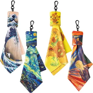 Glasses Cleaning Cloth, Microfiber Eye Glass Clean Cloths Cleaner Keychain for Eyeglasses, Screens, Camera Lenses Double Sided Printing 4PCGift.