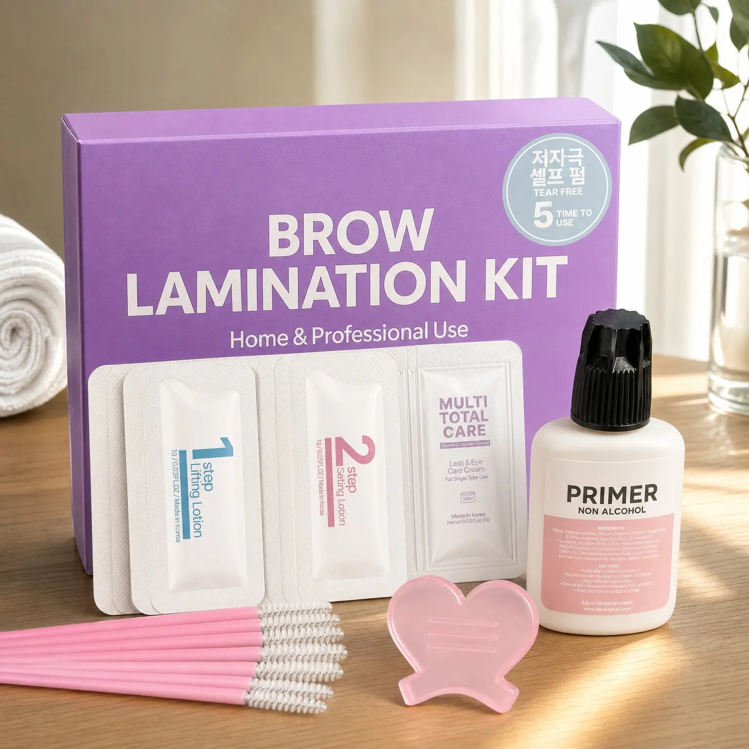 DIY Brow Lamination Kit - Professional Eyebrow Perm & Lift Kit for Fuller Thicker Brows, Lasts Up To 8 Weeks