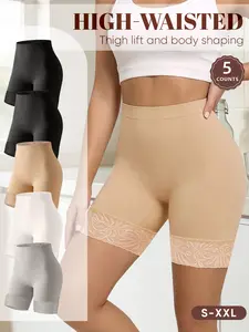 High-Waisted Butt-Lift Shapewear Pants Set of 5, S-Xxl, Belly Control Waist Cinch Anti-Showthrough, smooth Lace Trim Seamless Undergarments Underwear