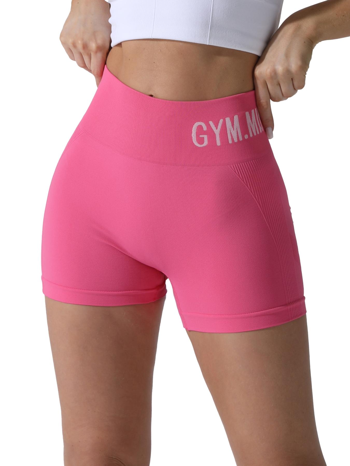 Women's Sporty Letter Print Shorts, Breathable Soft Comfortable Gym Yoga Running Tight Fit Summer Wear, Ladies Fitness Activewear