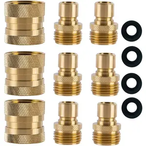 Hose Quick Connect Brass Hose Quick Connectors Water Hose Connector (3 Female Coupler+ 6 Male Nipples)