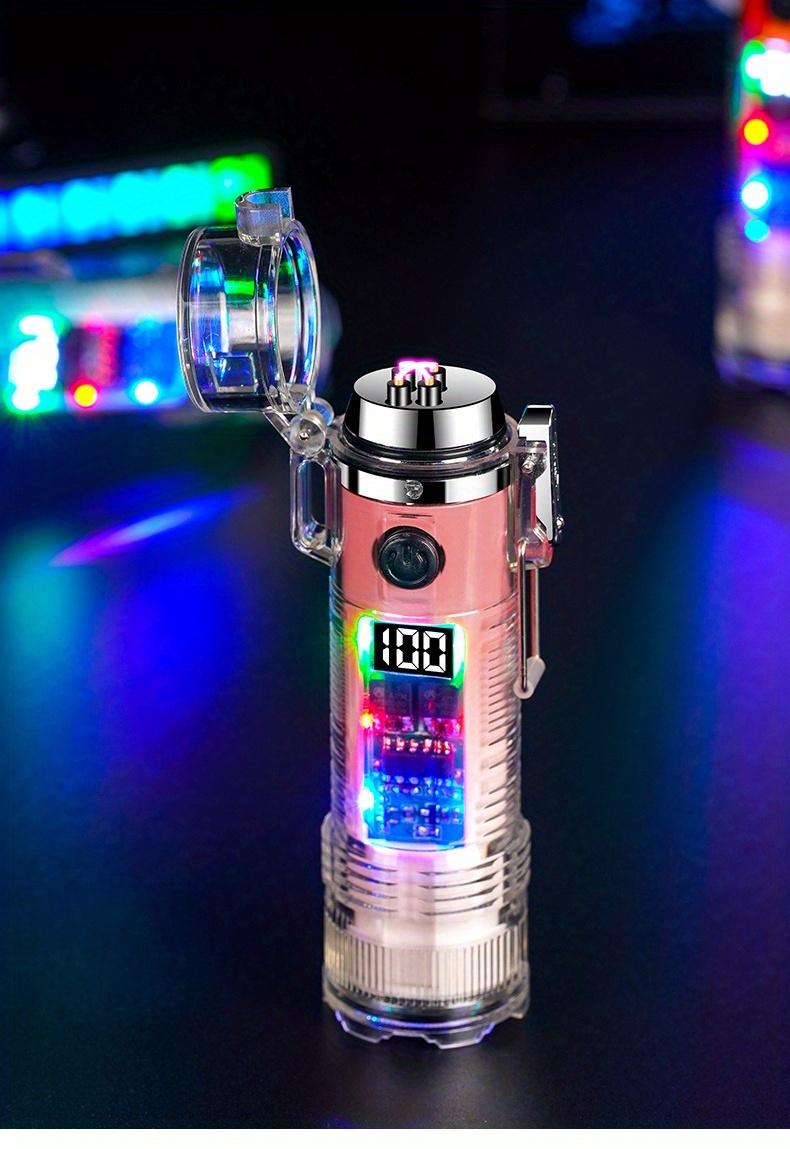 Windproof USB-C Rechargeable Lighter with Flashlight, Fast Charging,Compact & Portable for Camping, Hiking, Travel - Ideal Outdoor Survival, Gifts for Men, Electricians, Mechanics - Safe Flameless Plasma Ignition, Camping Gear