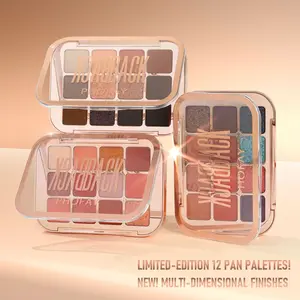 Women's 12 Color U by Mario Eyeshadow Combination Set - Highly Pigmented, Blendable Matte/Shimmer/Metallic, Waterproof, Long-Lasting, Brightening Sheen, with Setting Powder, Highlighter for Makeup Lovers, Adults (Neutral, Glitter, Lavender)